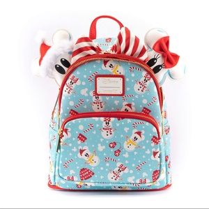Loungefly Disney Mickey and Minnie Snowman Backpack with Matching Ears